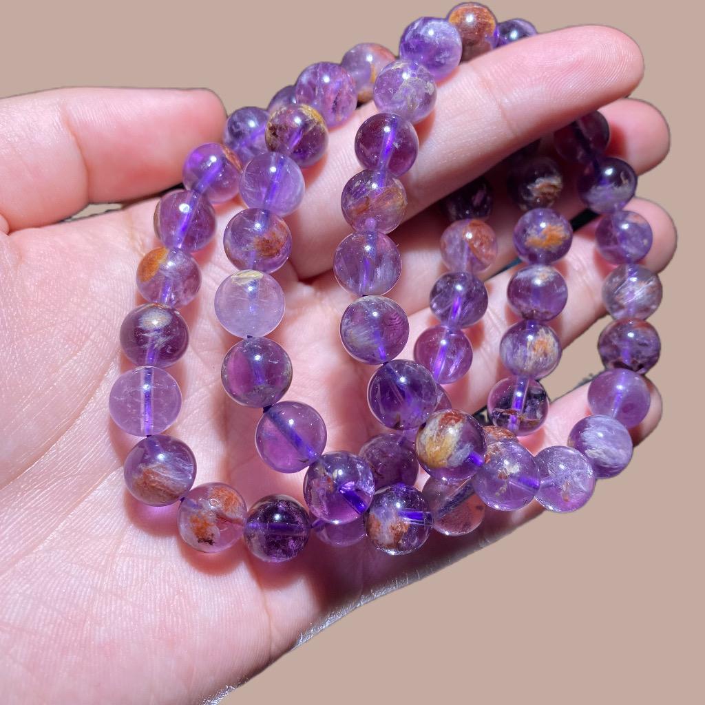 Purple Garden Quartz/ Amethyst Phantom Bracelet 9-10mm- Fashion&Gift