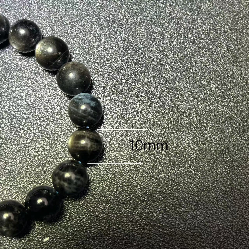 High Quality Devil Aquamarine  10 mm  Bracelet,  Natural Genuine Black Star Round Beaded Bracelet,Gift for Her or Him