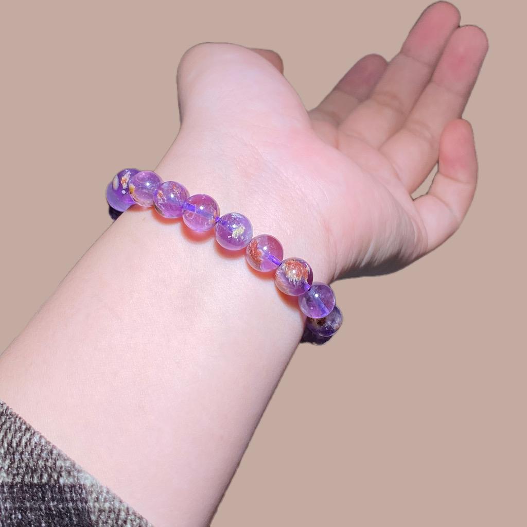 Purple Garden Quartz/ Amethyst Phantom Bracelet 9-10mm- Fashion&Gift