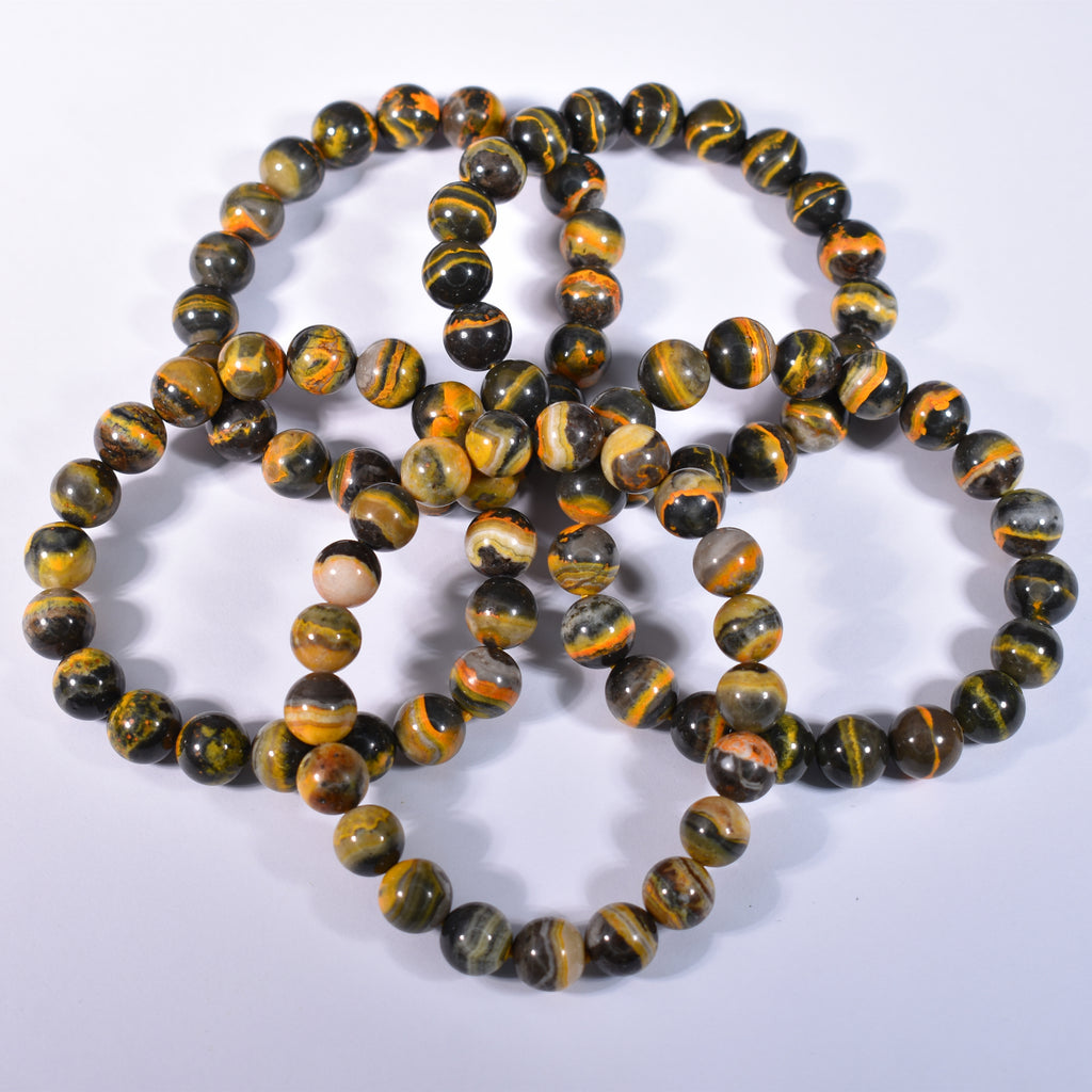 (Hight grade) Bumble Bee Jasper Bracelet Bead Size 10mm  Gemstone for Unisex men women girls