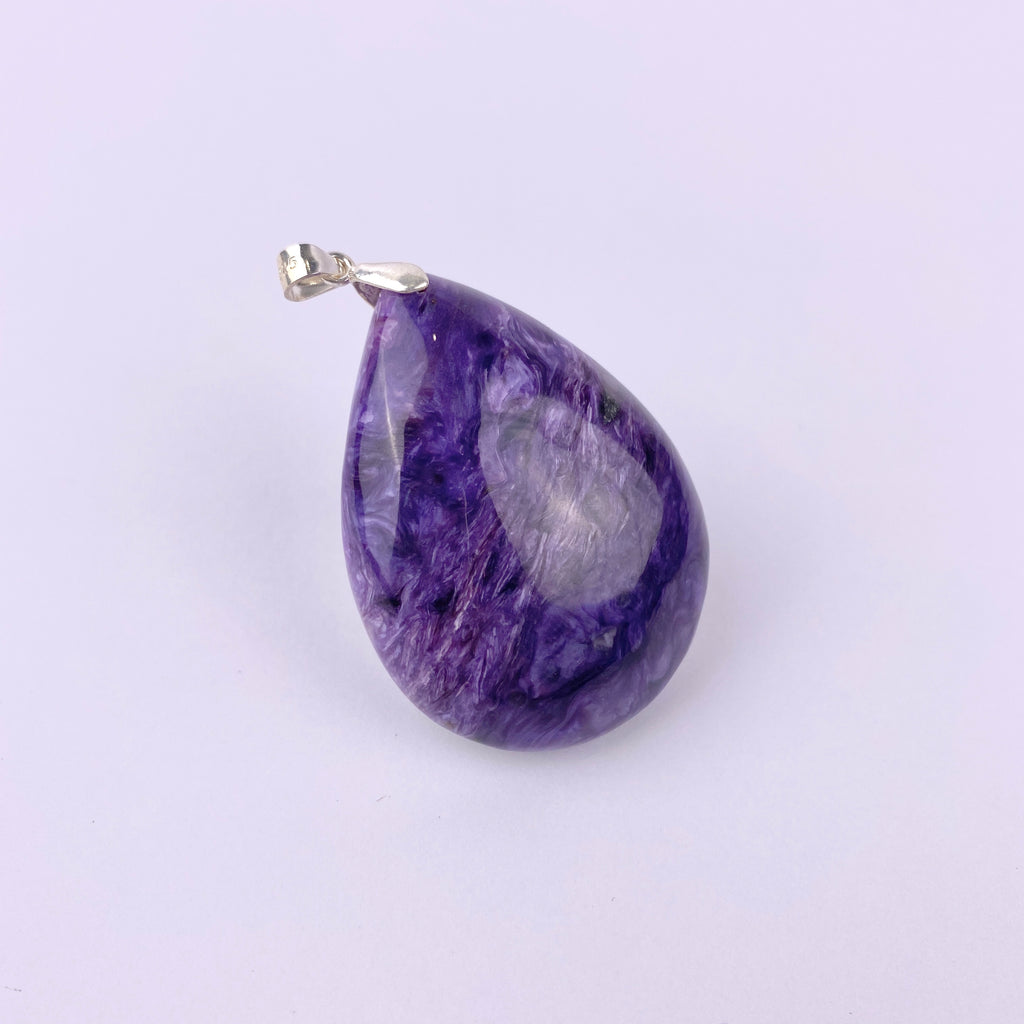 Rare Charoite Crystal Pendant Necklace | For Comfort Endurance Courage Support Loneliness Alienation Fear Compulsions | Handmade with Ethically Sourced Raw Natural Pure Gemstone